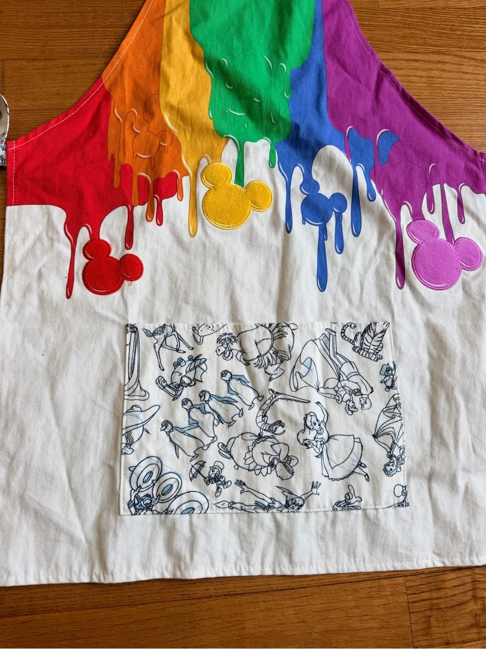 Disney Parks Ink & Paint Adult Canvas Apron Rainbow Drip Mickey Animation Sketch